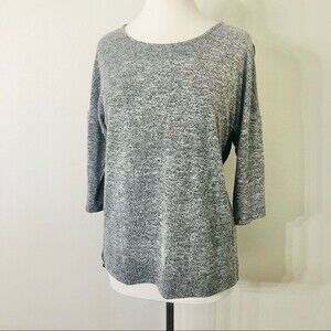 Buckle Red by BKE Gray Top with Cross Over Draped Sheer Open Back in Size Small